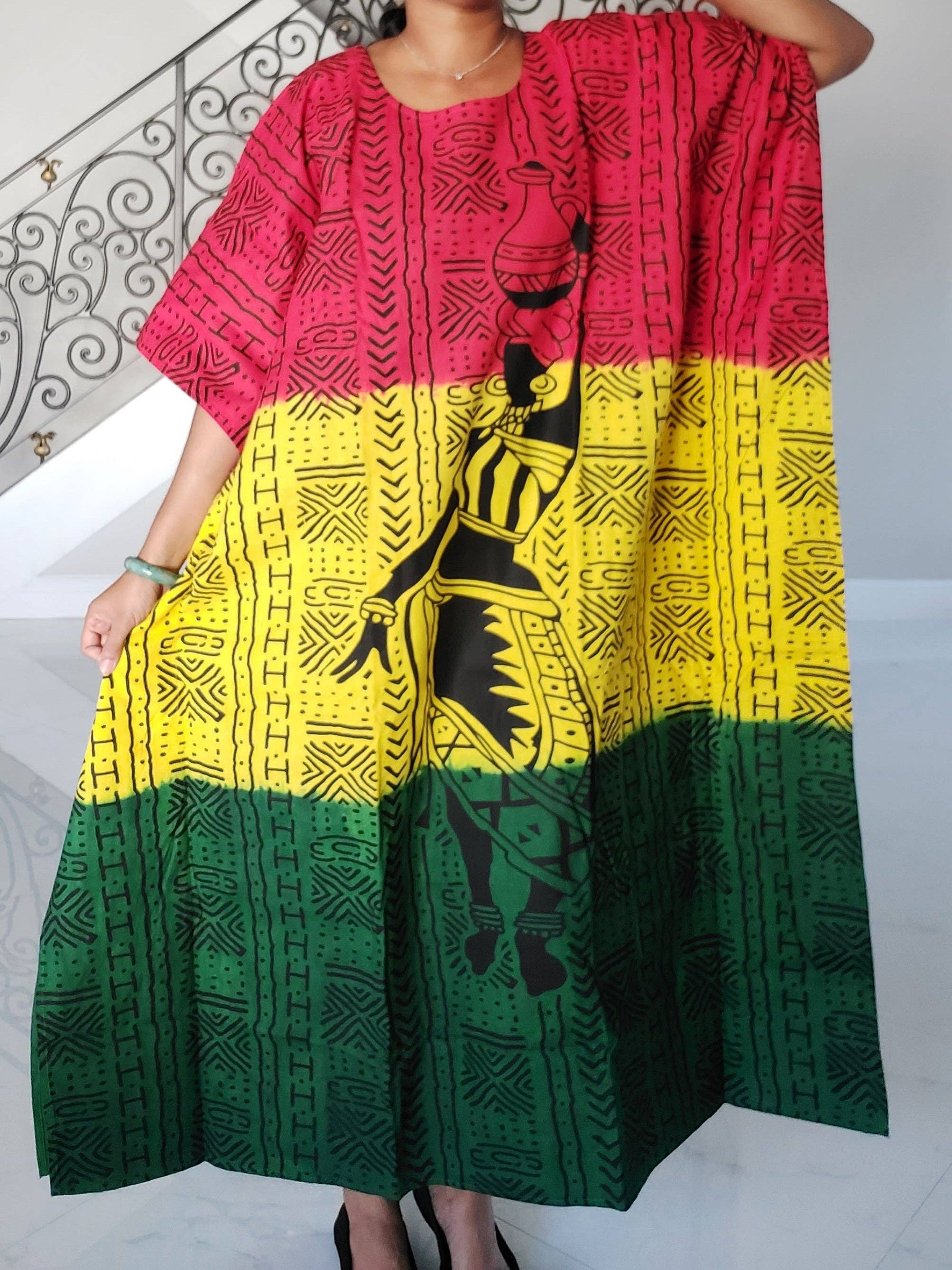 India Batik - Wholesale Kaftan - Women's - Women African Tribal Print Kaftan Dress - Rasta5