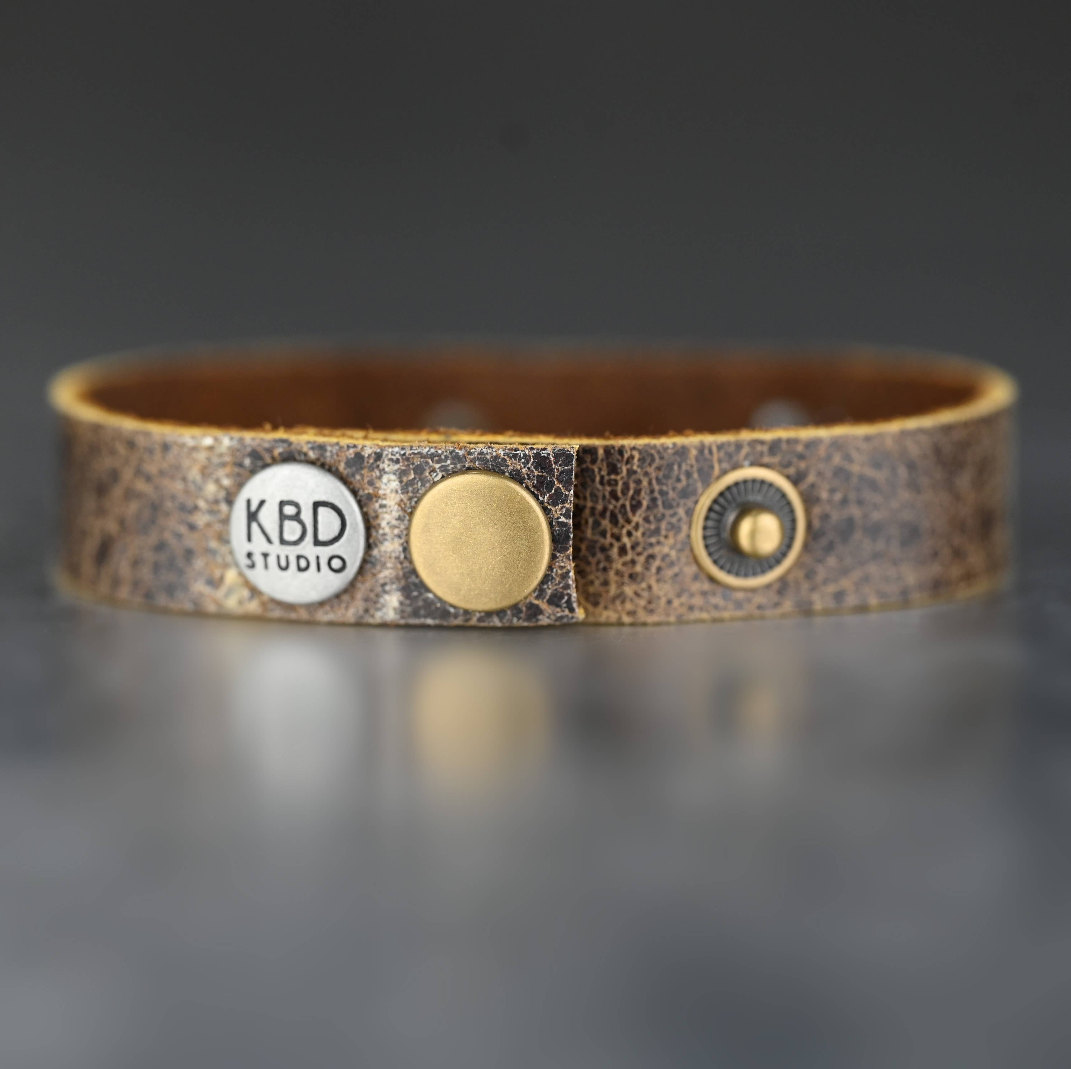 KBD Studio - Wholesale Cuff Bracelet - Unisex Leather Stacker  Cuff  w/ Vintage Cast Keyhole 1