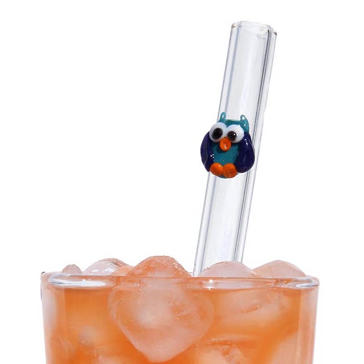 Owl Glass Reusable Glass Drinking Straws for wholesale by Glass Sipper Reusables Inc