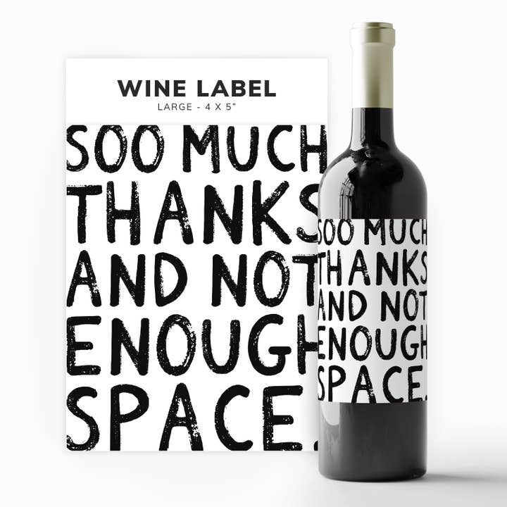 Étiquette de vin Merci, Cadeau de remerciement, Bouteille de vin pour la vente par Kreate Paper Co.