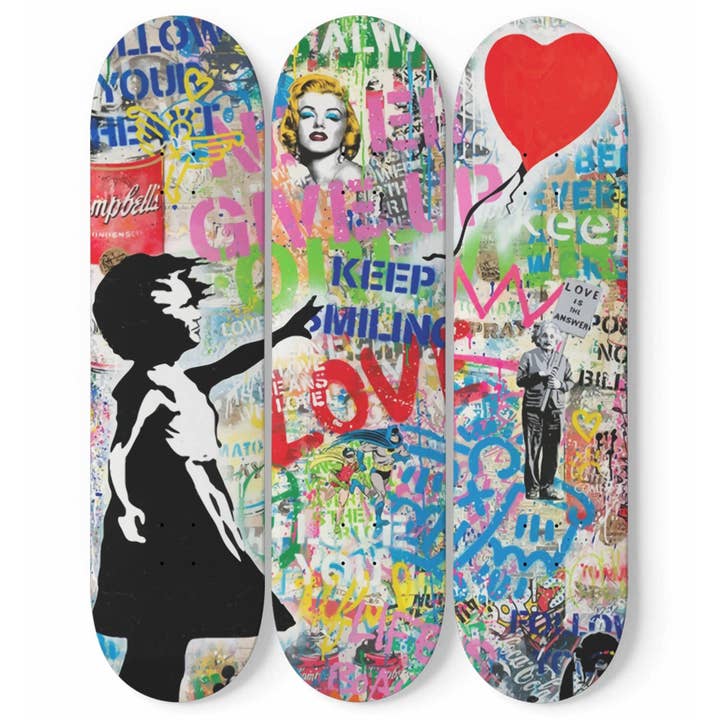 Mr. Brainwash - 'Balloon Girl 2' | Skateboard Deck Wall Art, Wall Hanged Room Decoration, Maple Wood, Accent Gift for Home, Aesthetic Wall Art for wholesale by SkateboardArtsy