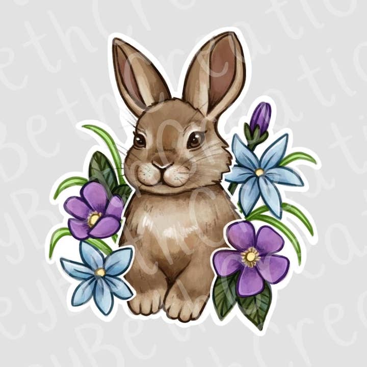 Bunny Sticker | Flower Sticker | Waterproof Sticker for wholesale by CarleyBethCreations