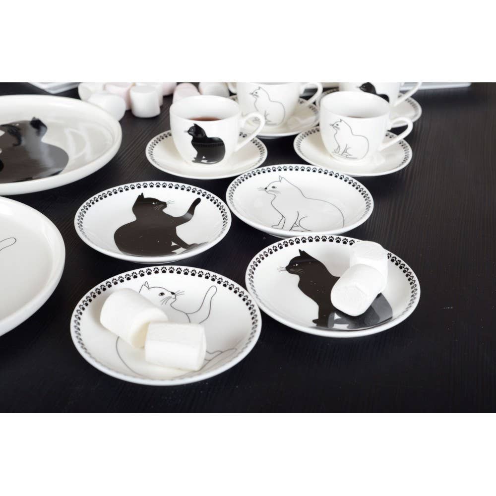 AULICA - Wholesale Decorative Plate/Dish/Bowl - Black and white cat bowls - set of 42