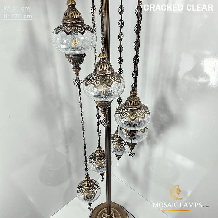 Mosaic Lamps – Engroshandel Gulvlampe – 7 Cracked Clear Globe tyrkiske gulvlamper, Stue Bedsi8