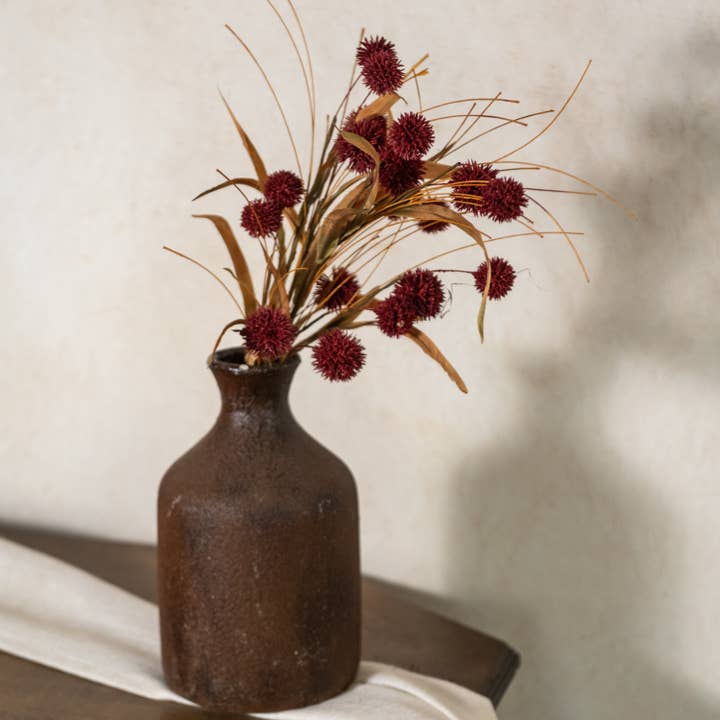 Ragon House - Wholesale Artificial Plant - 23" BURGUNDY POM POM BUSH