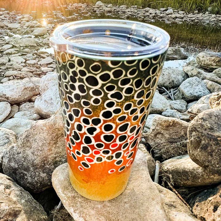 Brown Trout 2.0 Tumbler 20oz for wholesale by Fly Fish Wyoming