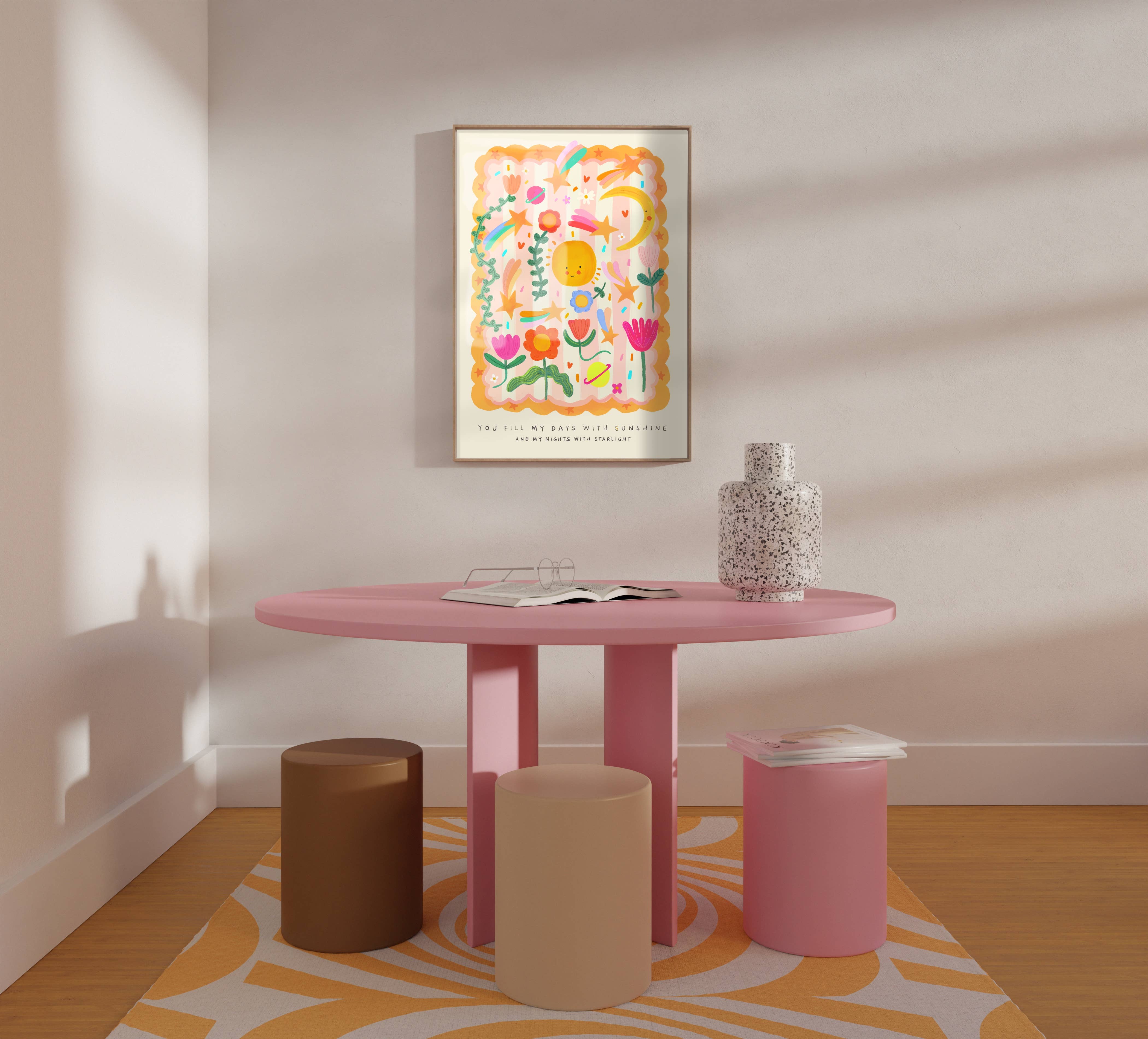 Kate Fox Design – wholesale Art print – Kids & baby – Sun and Stars, Children’s Room, Bright and Colourful,5