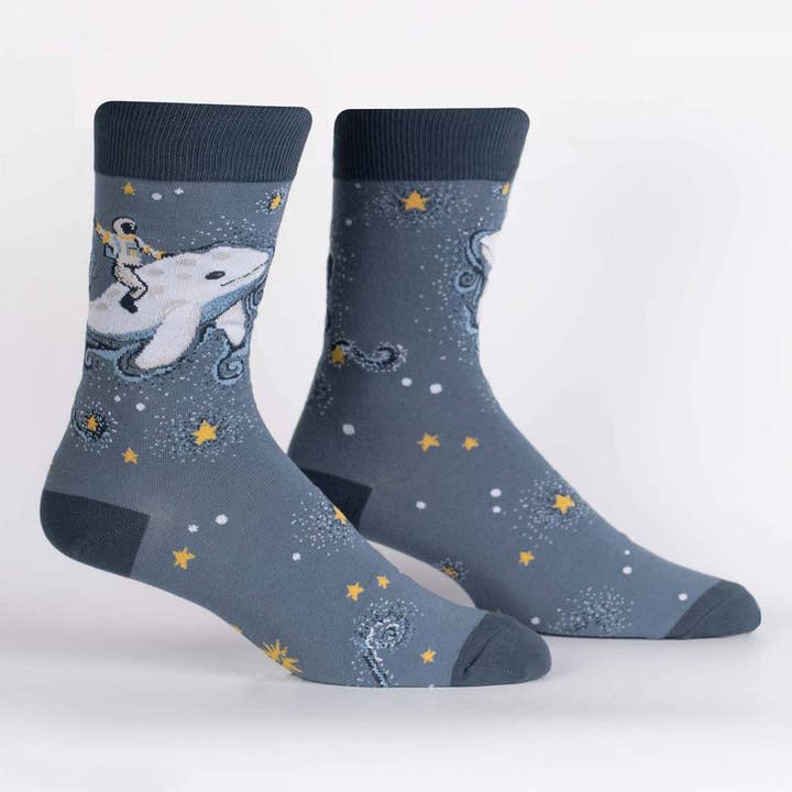 Cosmic Cetacean Men's Crew Socks for wholesale by Sock it To Me