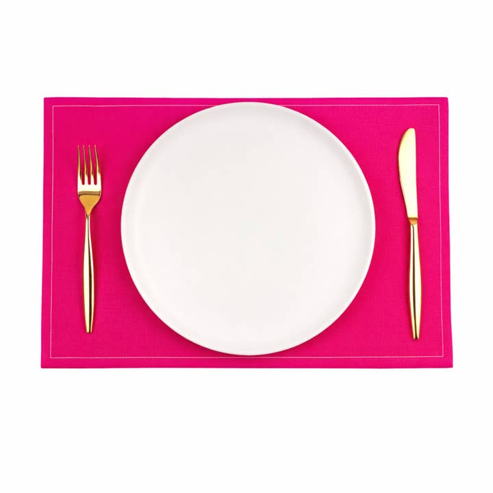 Cotton Placemat Roll: Blush Crush (Fuchsia Pink) for wholesale by Table Theory (Formerly Toasting with Tara)