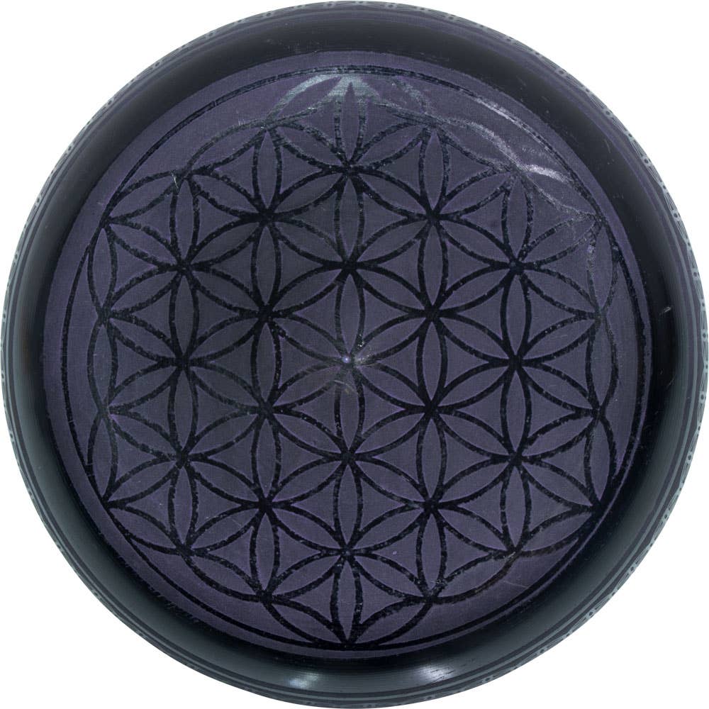 Kheops International - Wholesale Meditation Supplies - Singing Bowl Round Sided 8in Flower of Life Purple (Each)1