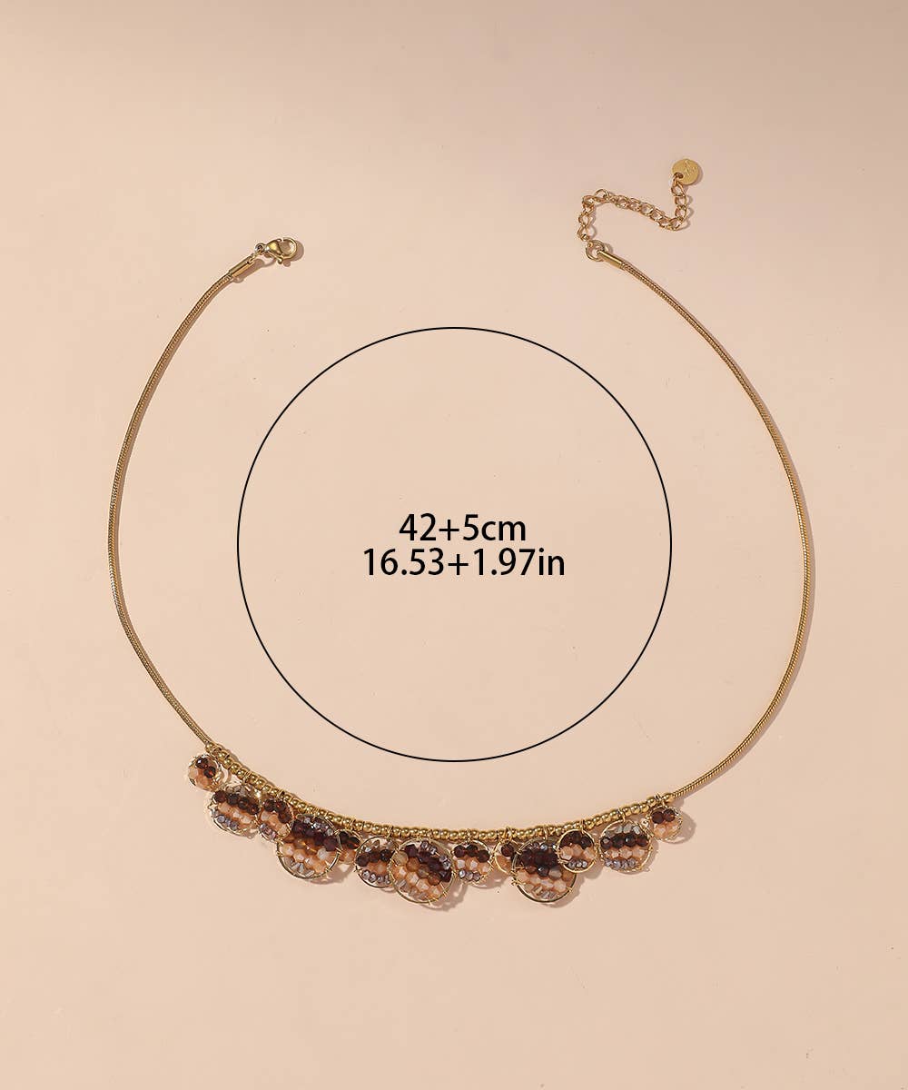 Blossom bijoux - Vente Collier ras-de-cou - Collier acier inoxydable perles cristal 25CA0128