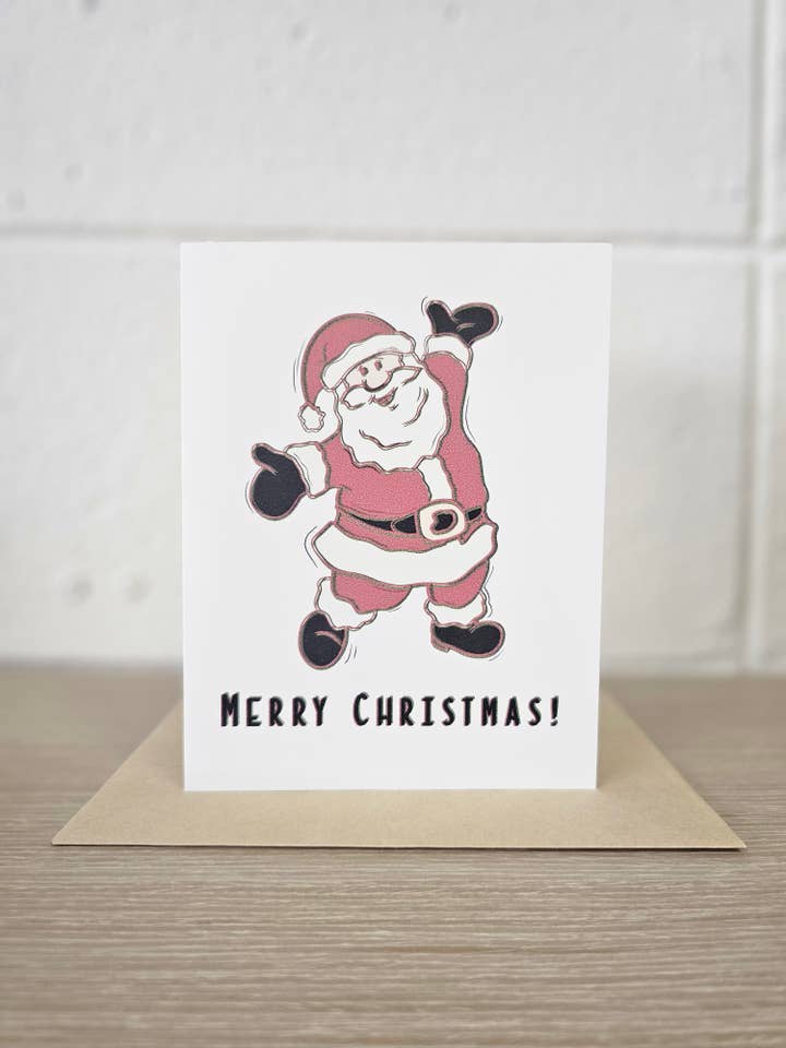 Merry Christmas Santa Greeting Card for wholesale by Covered With Art