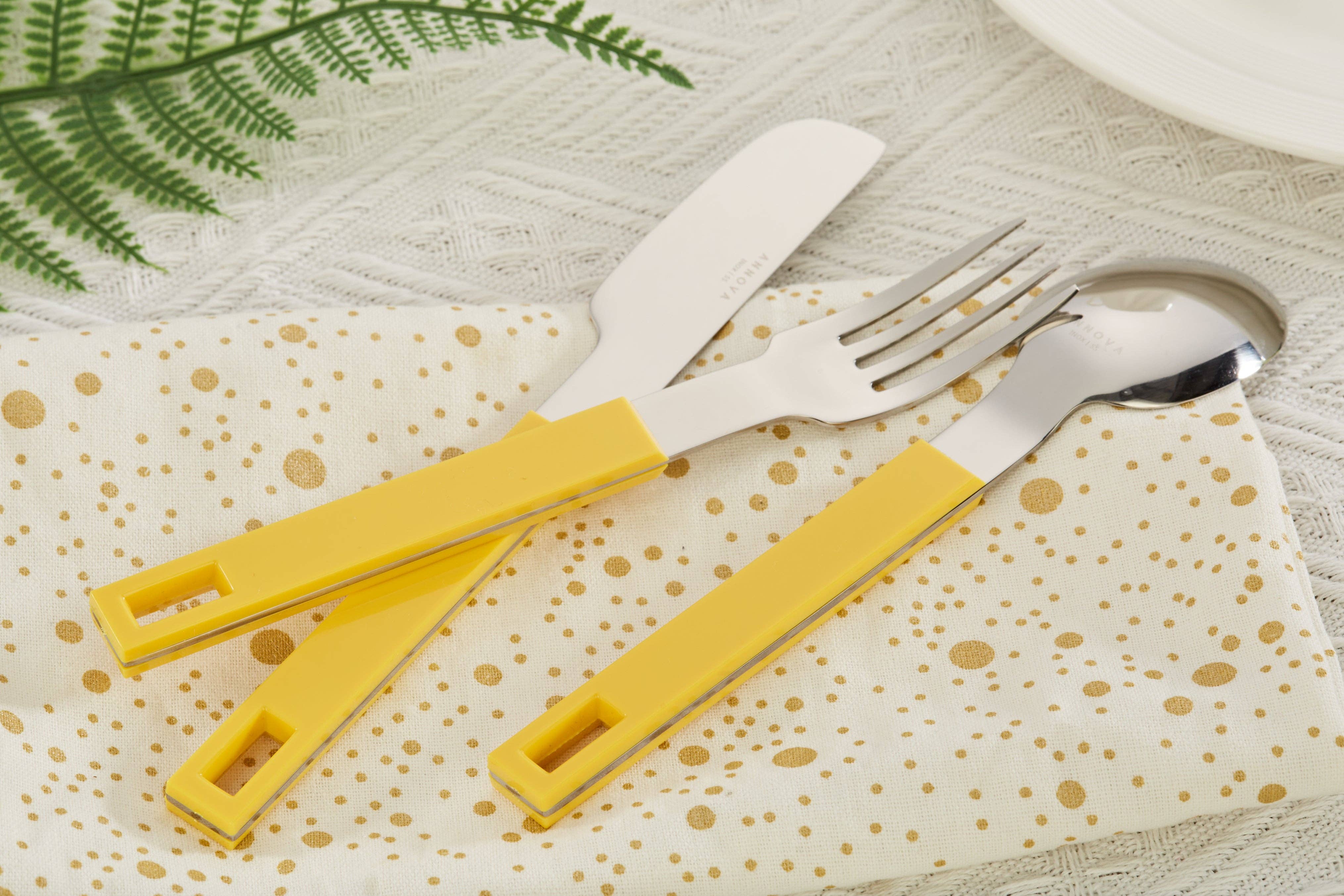 ANNOVA - Wholesale Flatware Set - ANNOVA Block Handle Silverware Set 20 Pieces Color Modern Style Flatware10