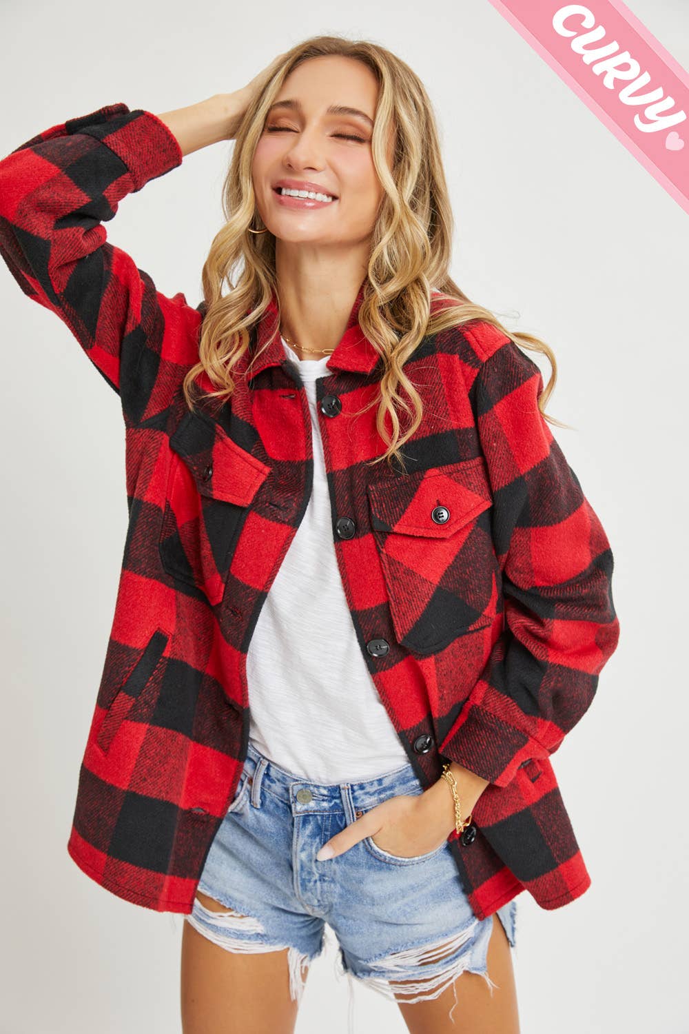 Sweet Lovely by Jen – wholesale Shirt Jacket/Shacket - Women’s – PLUS SIZE FLANNEL OUTEWERAR SHACKET27