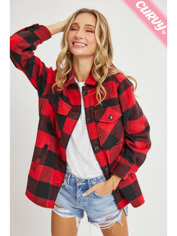 Sweet Lovely by Jen – wholesale Shirt Jacket/Shacket - Women’s – PLUS SIZE FLANNEL OUTEWERAR SHACKET27