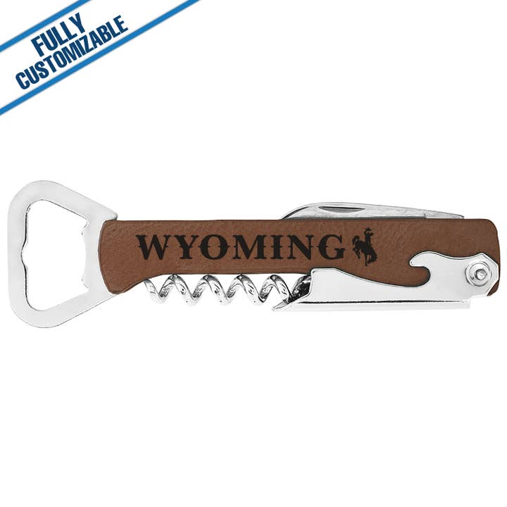 GiftWorksPlus - Wholesale Bottle/Wine Opener - Engraved Leatherette Bottle/Wine Opener - Fully Customizable