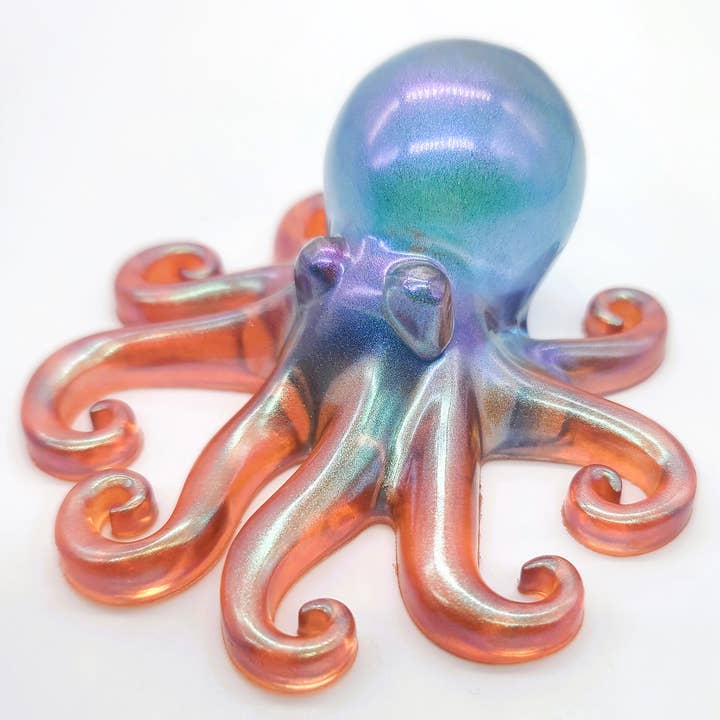 Resin Octopus Art-Made with Color-Shift Holographic Mica for wholesale by JEMS of the Sea