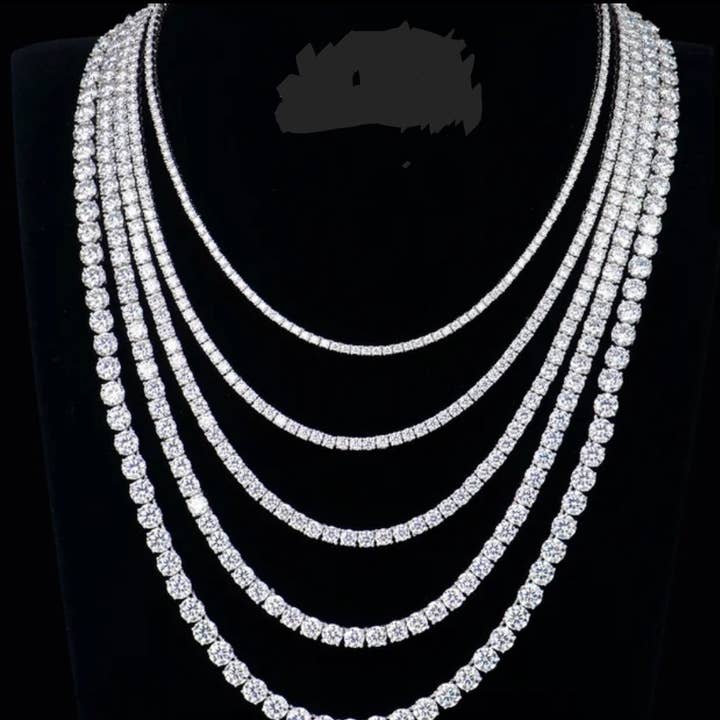 Moissanite Diamant Tennis Halskæde. 850N4MM for engroshandel hos Diamond Veneer Travel Jewelry
