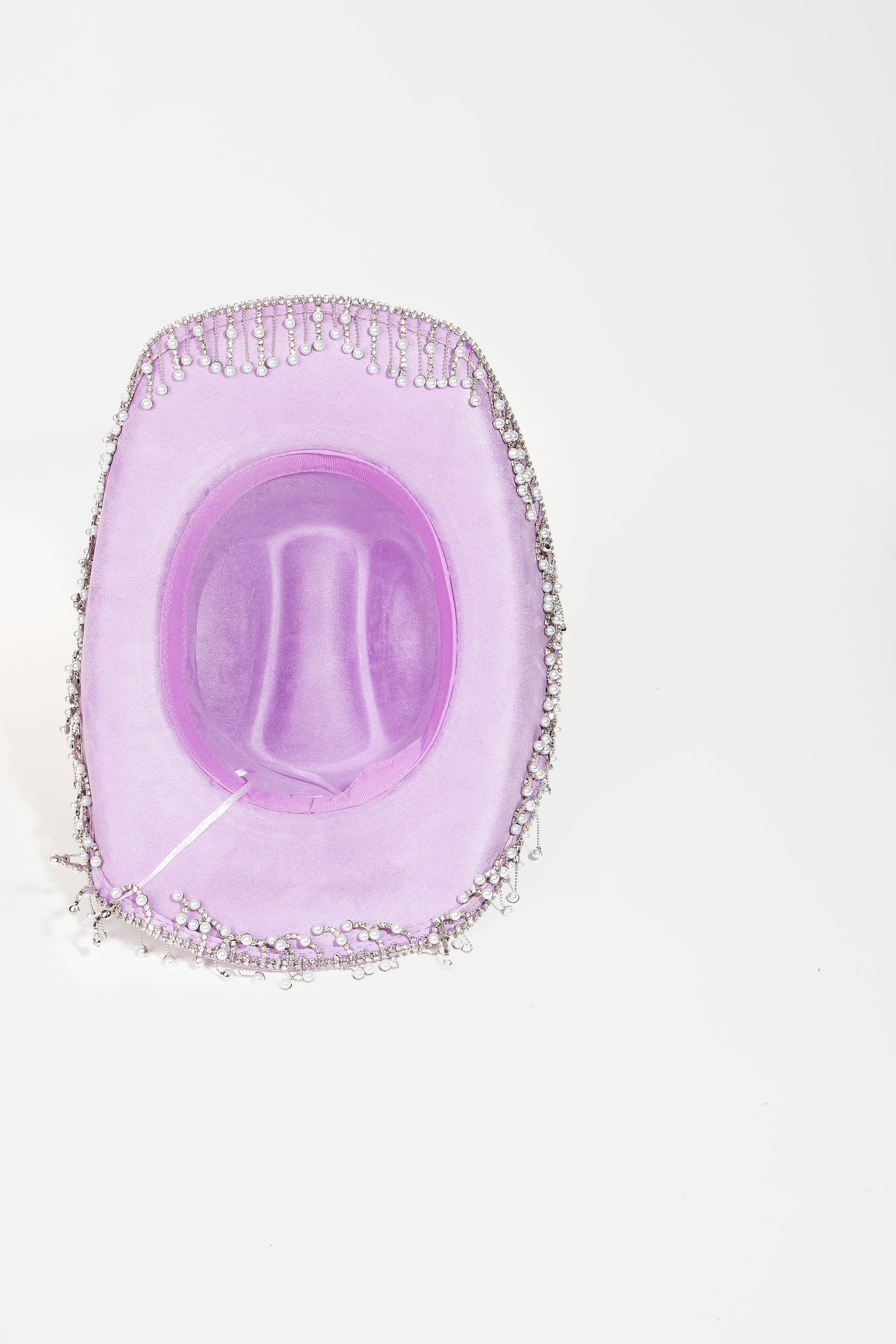 Collections by Fame Accessories – wholesale Cowboyhatt - Dam – Pärlhatt med strassfrans i västerländsk cowboystil6