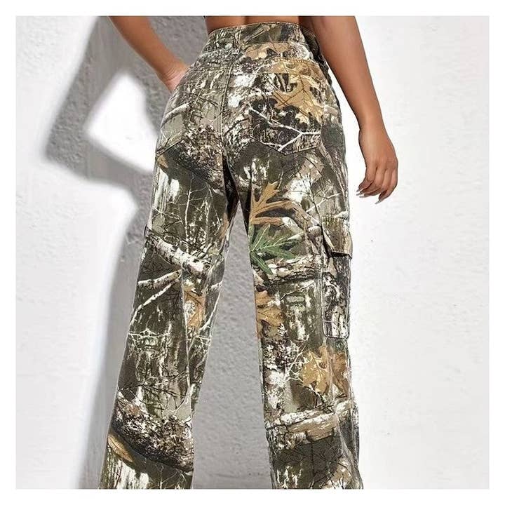 CAMOUFLAGE Midrisezipcamouflagestraightpants for wholesale on Faire3