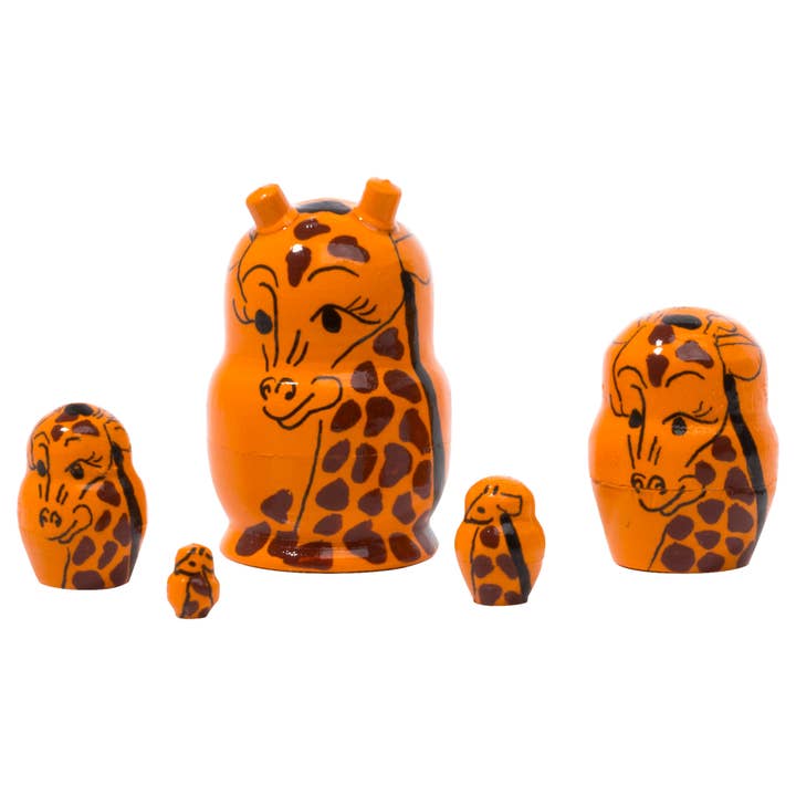 Miniature Stacking Doll: Giraffe 5pc./1" for wholesale by Golden Cockerel