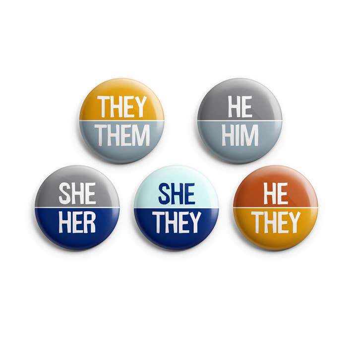 Pronom Pin - 2 tons - Bouton/Badge Pinback pour la vente par Prickly Cactus Collage