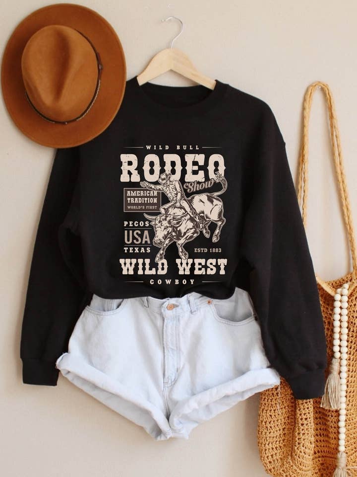Graphic sweatshirt - Wild bull Rodeo wild west cowboy for wholesale by PINK NABI