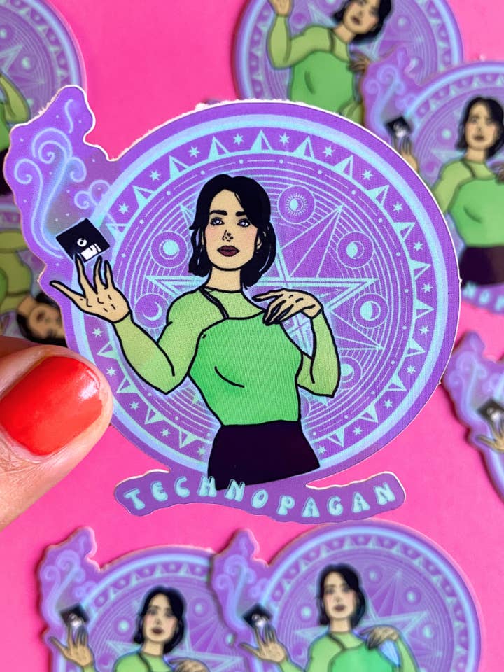 Jenny Calendar „Technopagan” Buffy sticker voor waterfles voor wholesale door Haunted Fembot