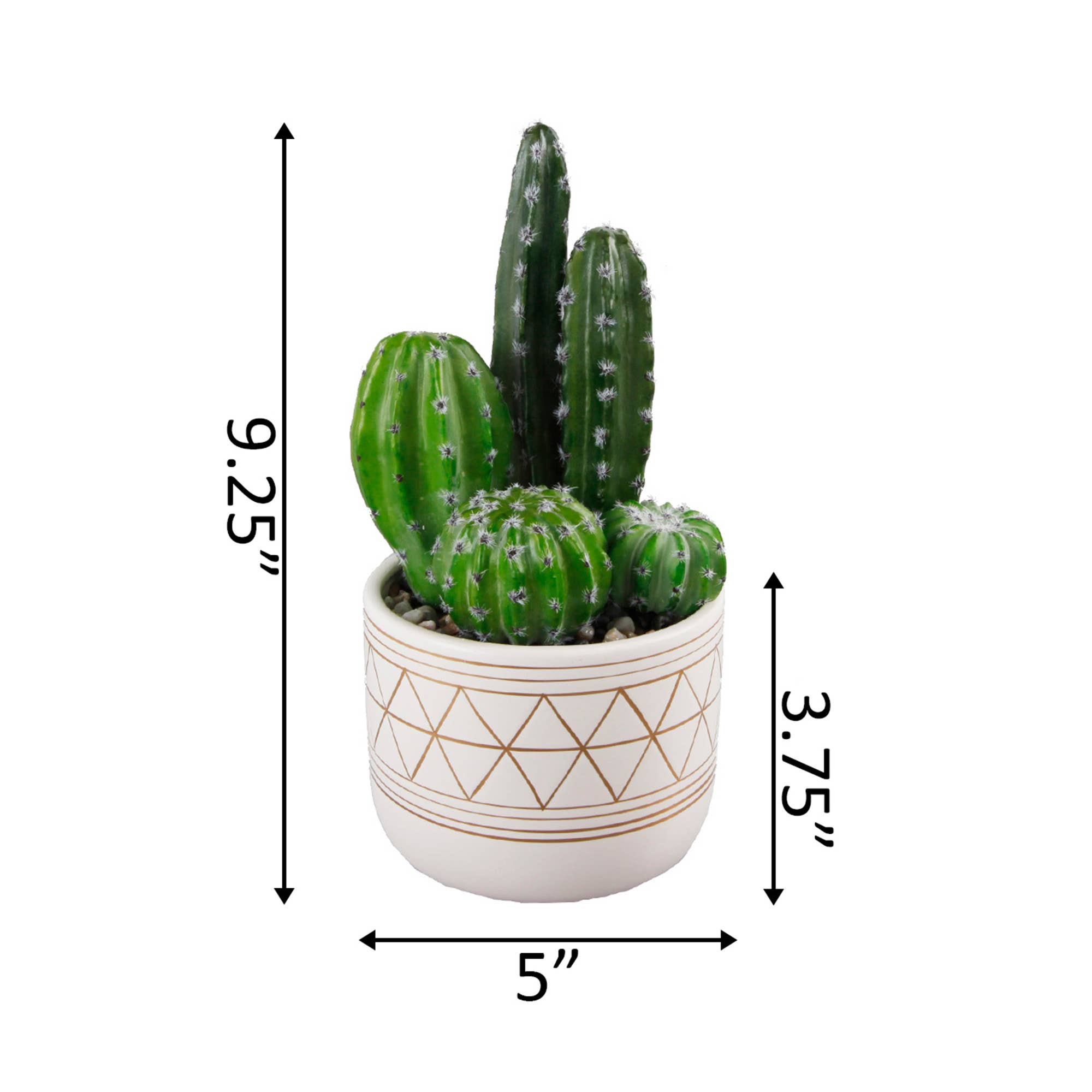 Flora Bunda Inc - Vente Plantes artificielles - Faux cactus dans un pot géométrique en céramique1