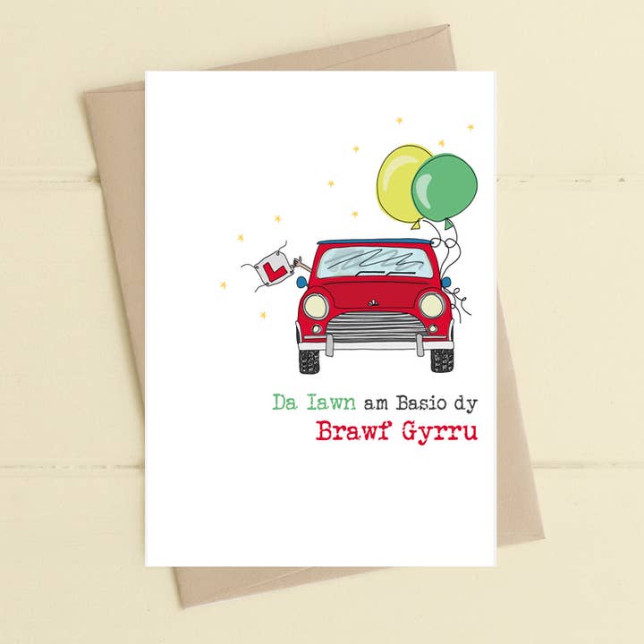 Dandelion Stationery - Wholesale Congratulations Card - Da Iawn Am Basio Dy Brawf Gyrru - Welsh Greetings Card