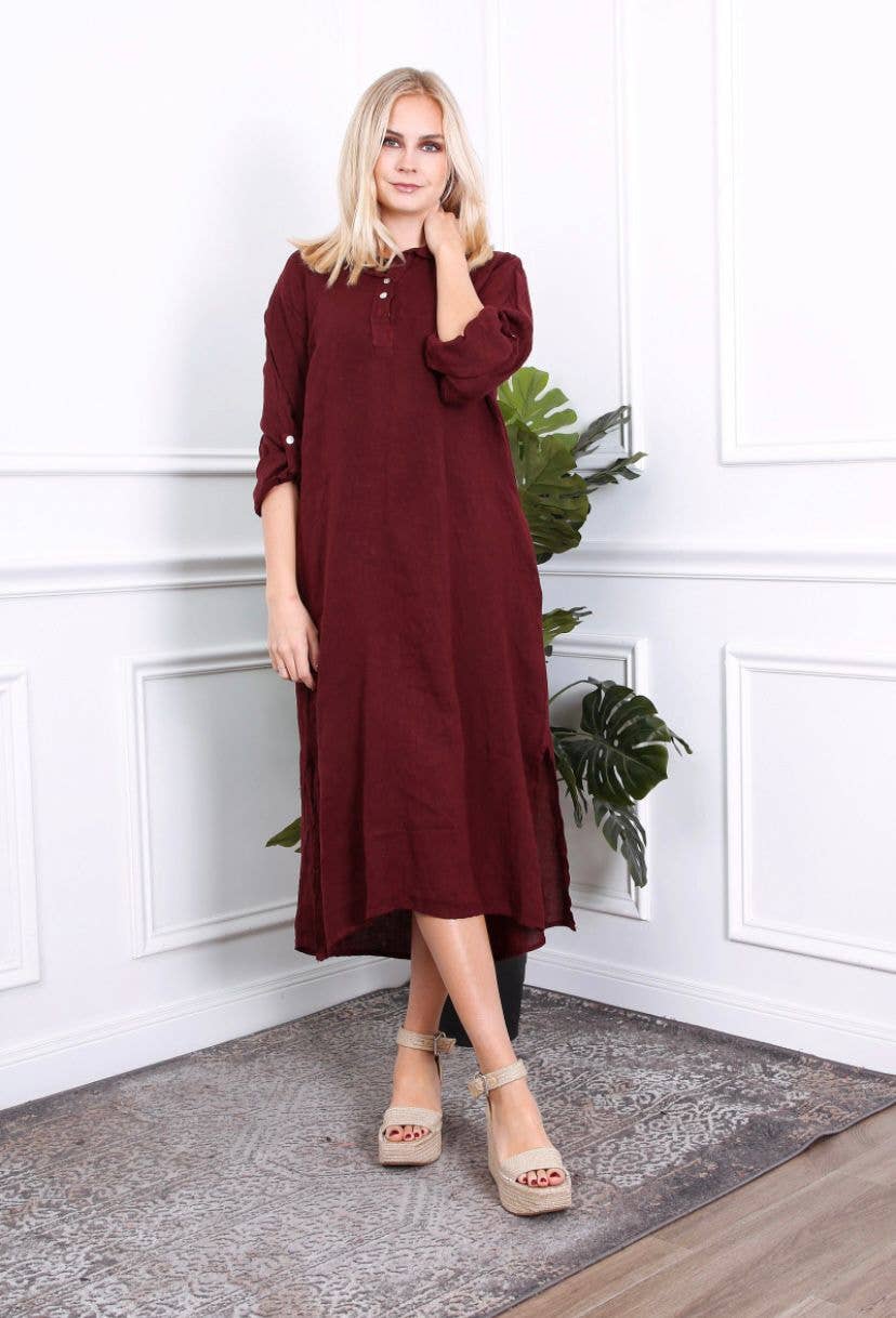 LÉA & LUC - Wholesale Dress - Women's - Long dress in 100% linen REF.2090019