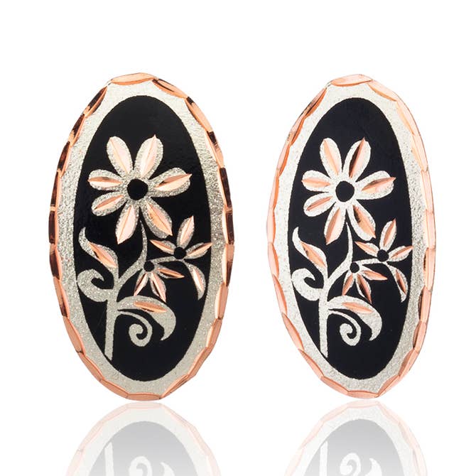 SL 05 Oval blomst håndlavede stud øreringe for engroshandel hos COPPER ARTS INC.