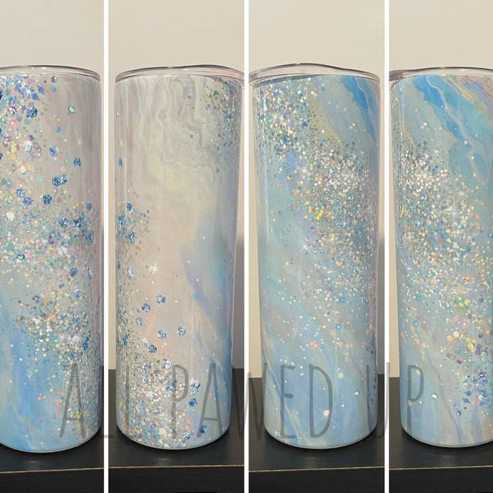 Opal Blue Glitter Effect Tumbler for wholesale by Desert Moons