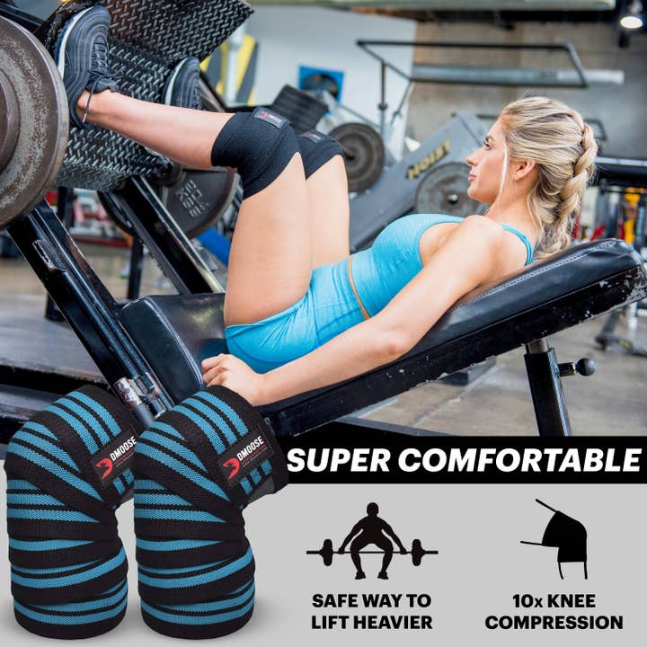 DMOOSE - Wholesale Fitness Equipment - DMoose Knee Wraps for Weightlifting - 78" Length Heavy Duty.