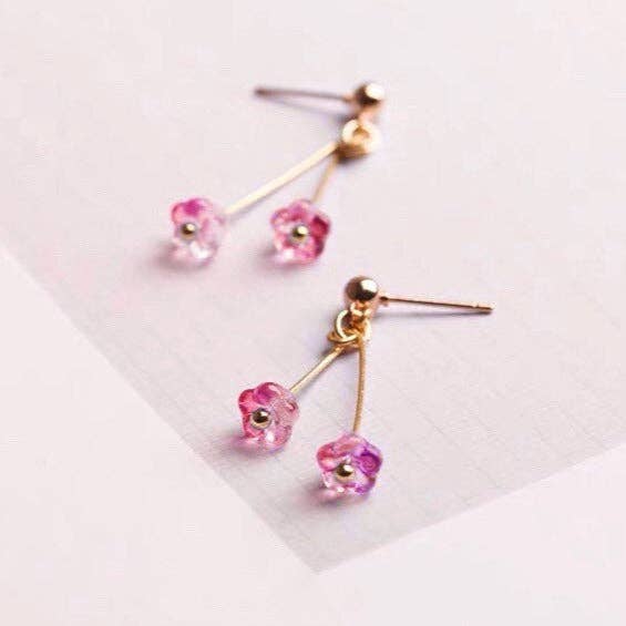 Haengseongworkshop - Venta al por mayor Pendientes colgantes - Pendientes con cuentas florales forma campana de cristal austríaco rosa 6x4 mm