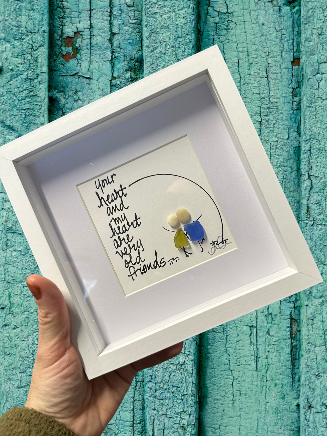 Back Bay Designs - Wholesale Art Print - Old Friends  MINI - Sea Glass Art - 6x6 Framed1
