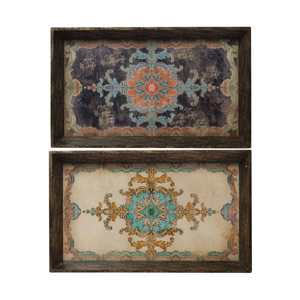 A&B Home Group Inc. - Venta al por mayor Bandejas decorativas - Bandejas S/2 25x15x2" - Multicolor1