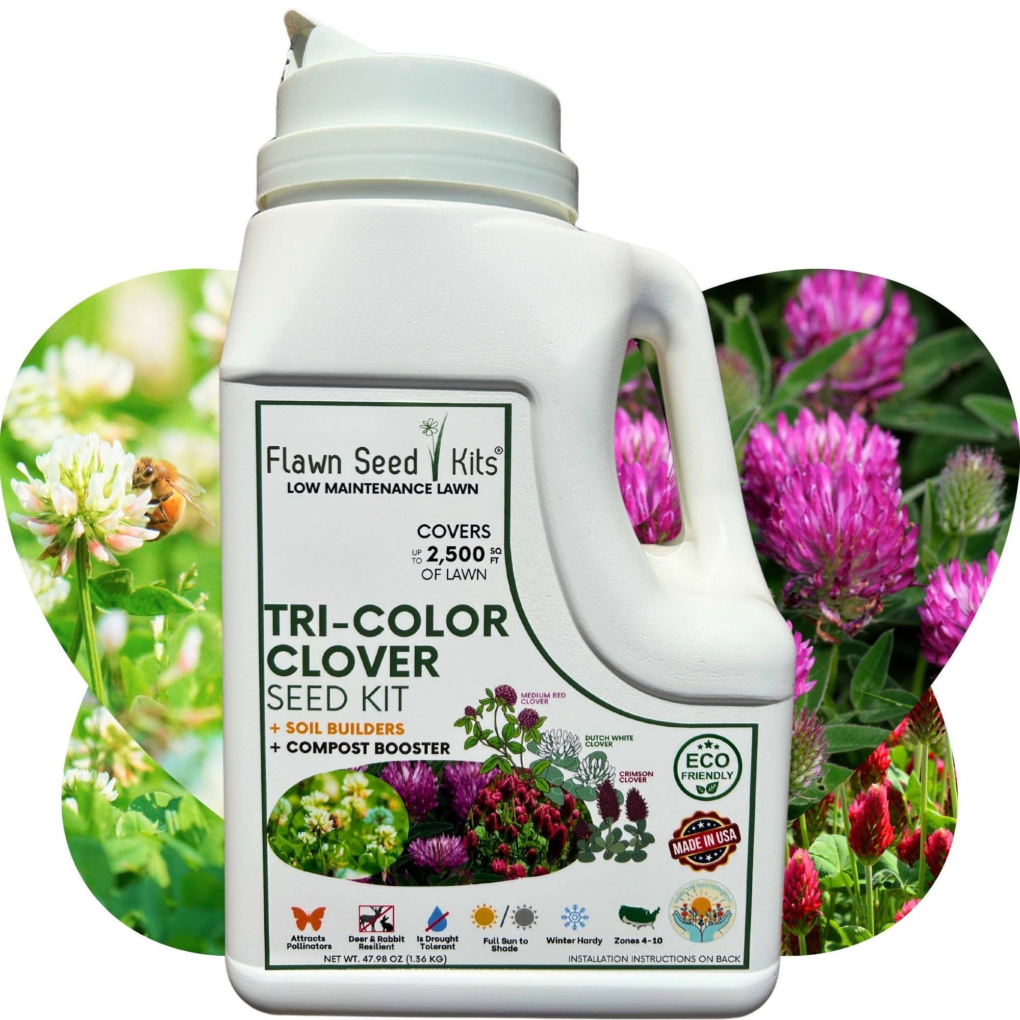Flawn Seed Kits - Wholesale Plant Seeds - Tri-Color Clover Seed Easy Spread Shaker1