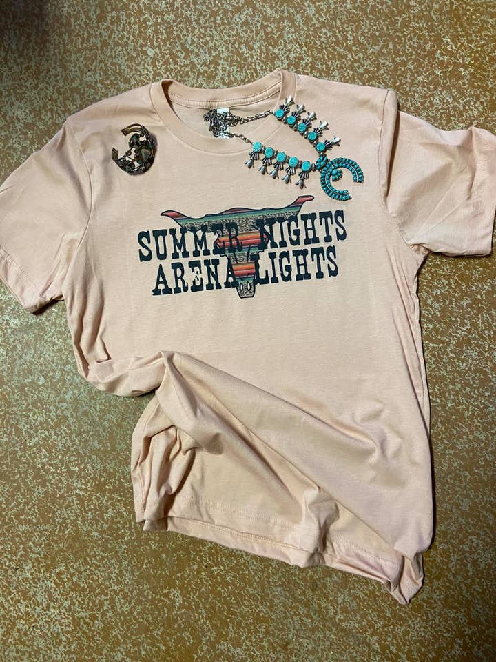 Summer Nights Arena Lights Western Graphic Tee | Rodeo Tee for wholesale by Rowdy Rowels