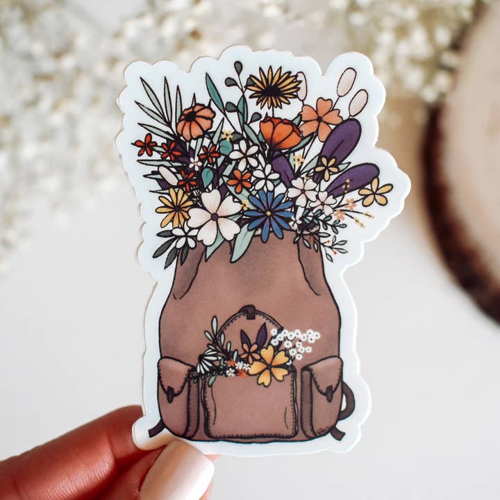Backpack Flowers Vinyl Sticker for wholesale by Wild Peonies Studio