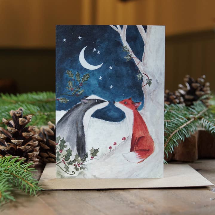 Zoë Rose – wholesale Christmas card – Yule Encounter | Woodland Animals Christmas Card