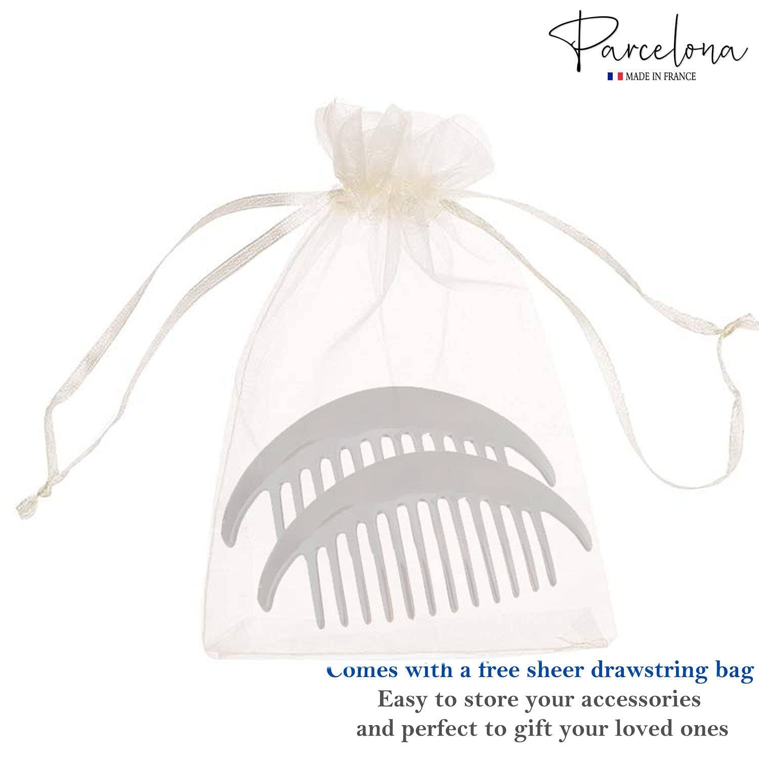 Parcelona - Wholesale Hair Brush/Comb - Parcelona French Alice Large Celluloid 12 Teeth Side Hair Combs for Women 2 Pcs24