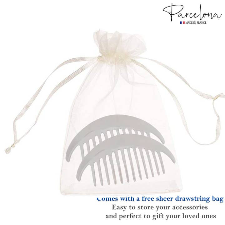 Parcelona - Wholesale Hair Brush/Comb - Parcelona French Alice Large Celluloid 12 Teeth Side Hair Combs for Women 2 Pcs24