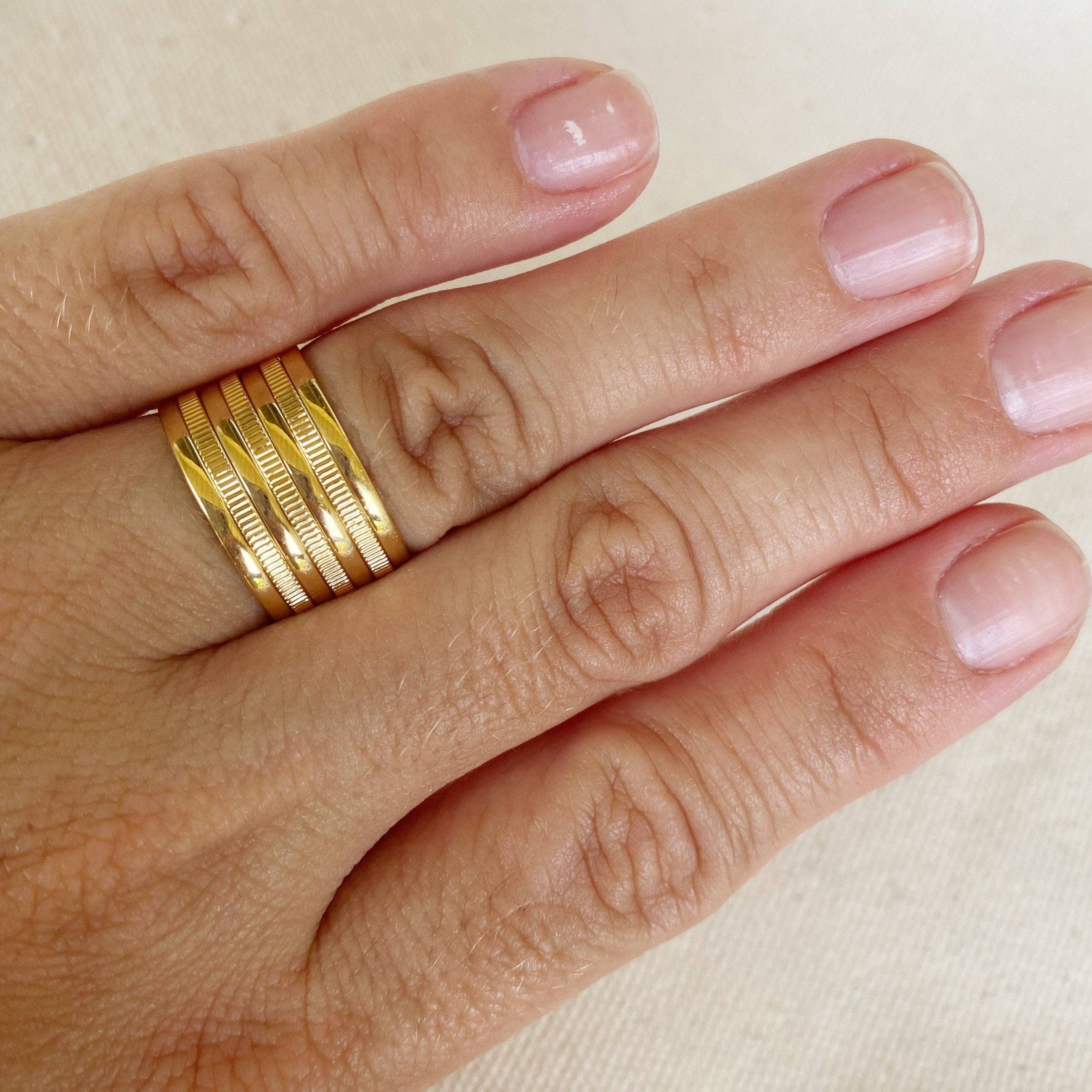 GoldFi - Wholesale Band/Stacked Ring - 18k Gold Filled Seven Rings Wholesale Jewelry Supplies2