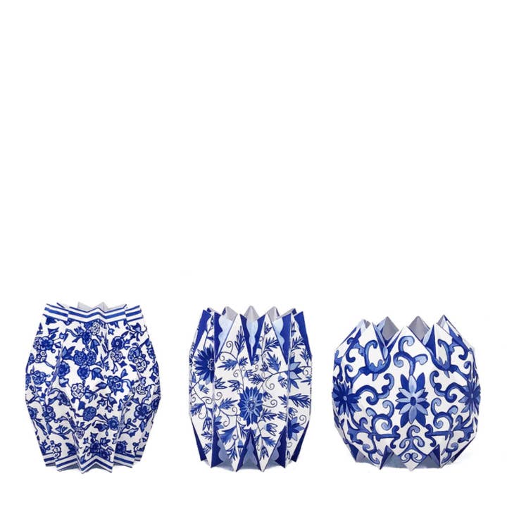 Lucy Grymes Designs - Wholesale Vase - Blue Chinoiserie Paper Vase Wraps