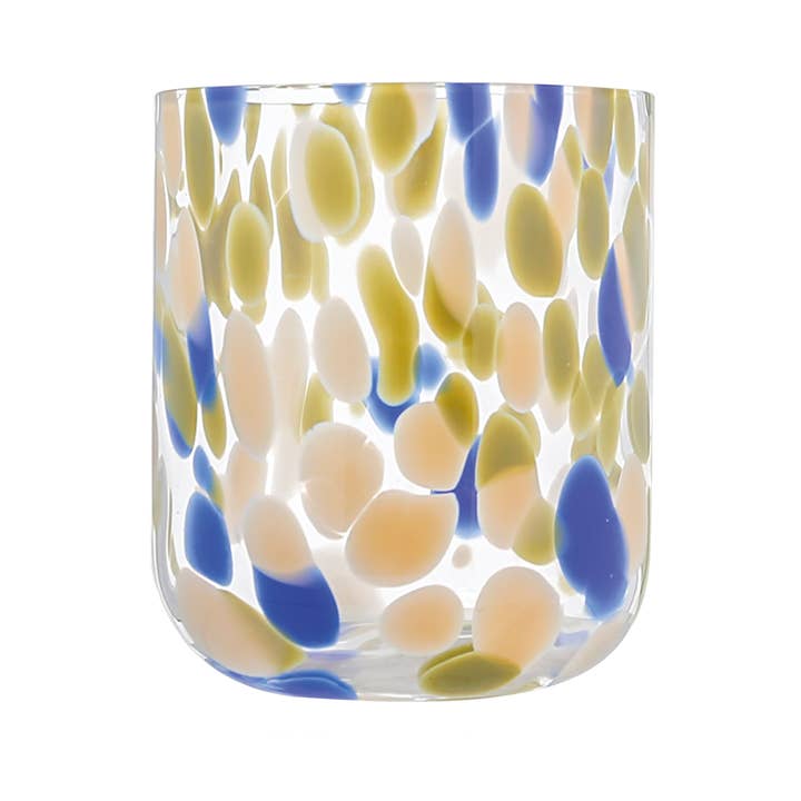 Opjet Paris – Engroshandel Thermokop – Blå plettet glasbæger D8 H9,5cm0