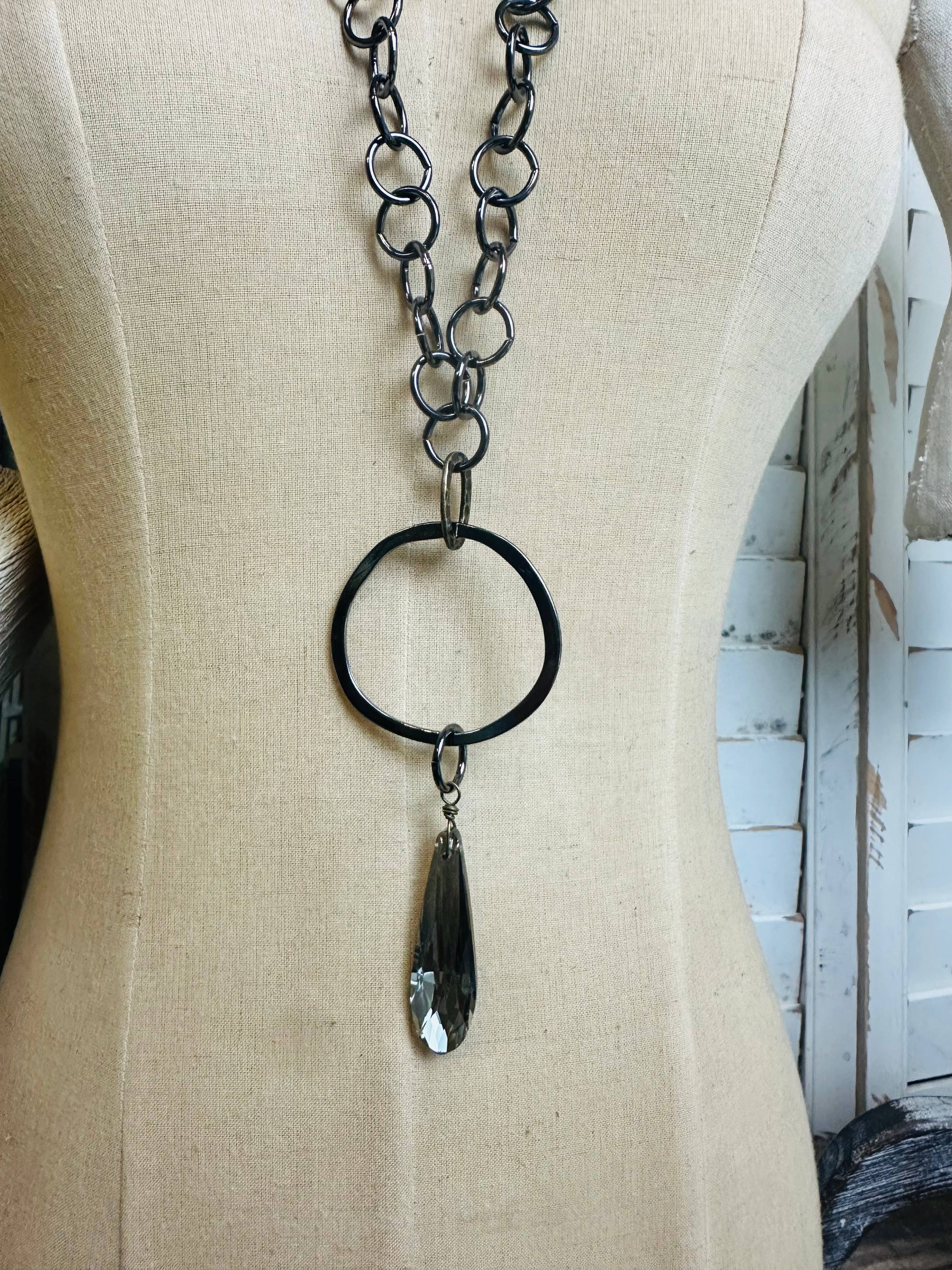 Scooples Jewelry - Wholesale Link & Chain Necklace - Gorgeous Gunmetal Crystal2