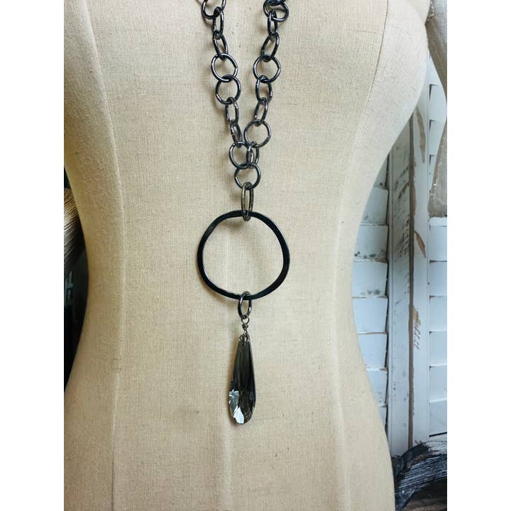 Scooples Jewelry – wholesale Link & chain necklace – Gorgeous Gunmetal Crystal2
