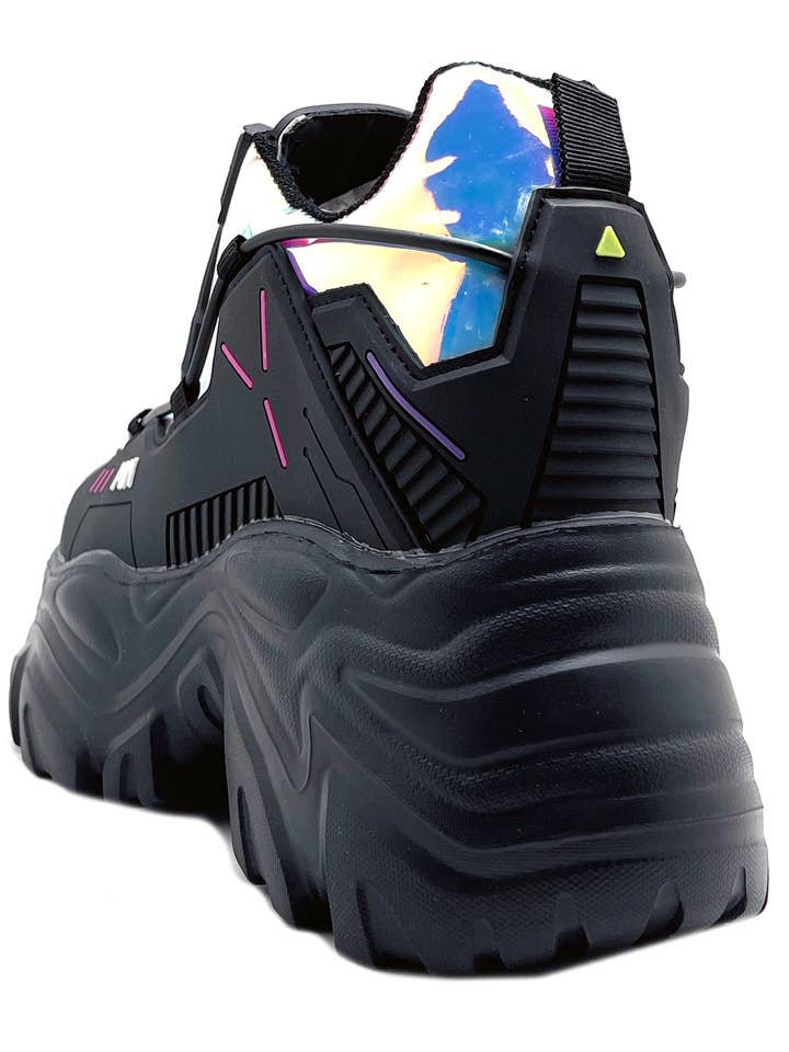 LASR - Wholesale Lifestyle Sneakers - Women's - X LASR Exclusive Watermelon 04 Neuromancer Hologram Black Platform Sneakers