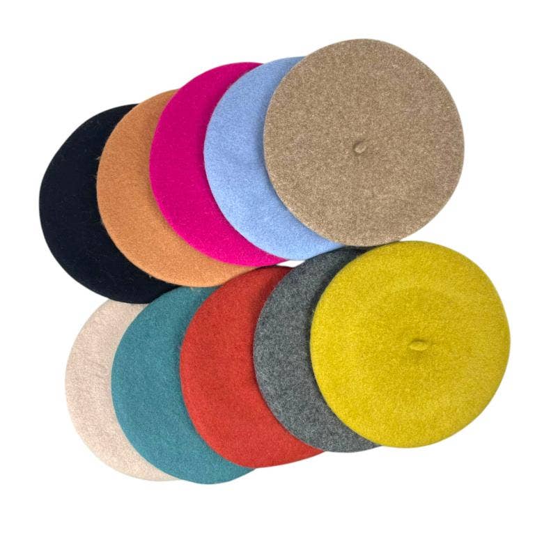 multicolor assortment Beautiful Wool Beret for Women with Solid Colors and One Size Fits All for wholesale on Faire2